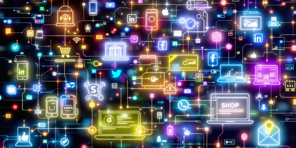 Collage of digital devices enhancing customer experience.